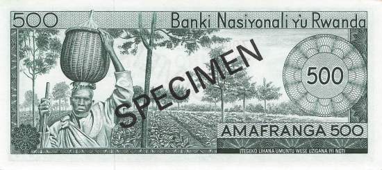 500 Francs p.11 1974 Ruanda